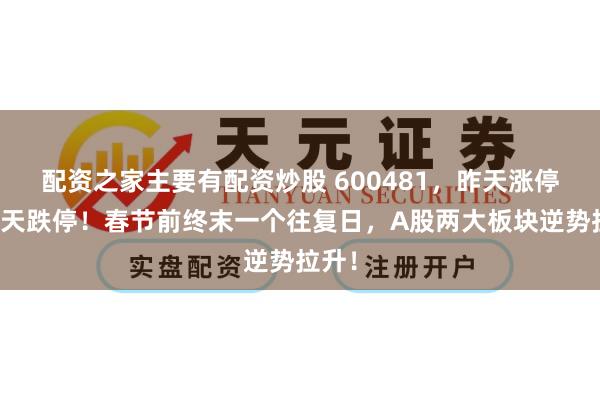 配资之家主要有配资炒股 600481，昨天涨停，今天跌停！春节前终末一个往复日，A股两大板块逆势拉升！