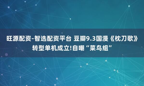 旺源配资-智选配资平台 豆瓣9.3国漫《枕刀歌》转型单机成立!自嘲“菜鸟组”