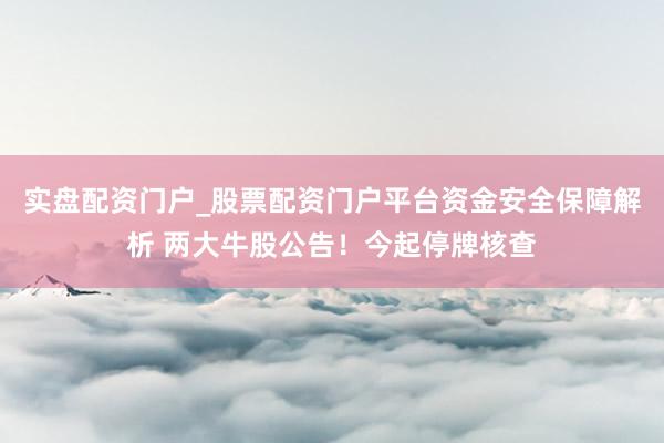 实盘配资门户_股票配资门户平台资金安全保障解析 两大牛股公告！今起停牌核查